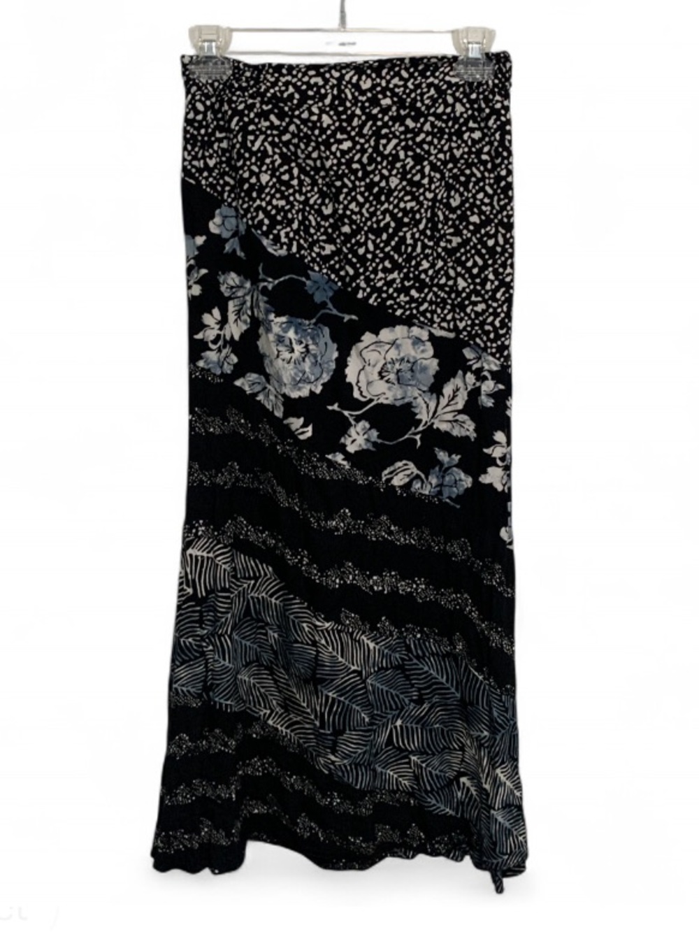 Santiki Black Patchwork Patterned Boho Maxi Skirt